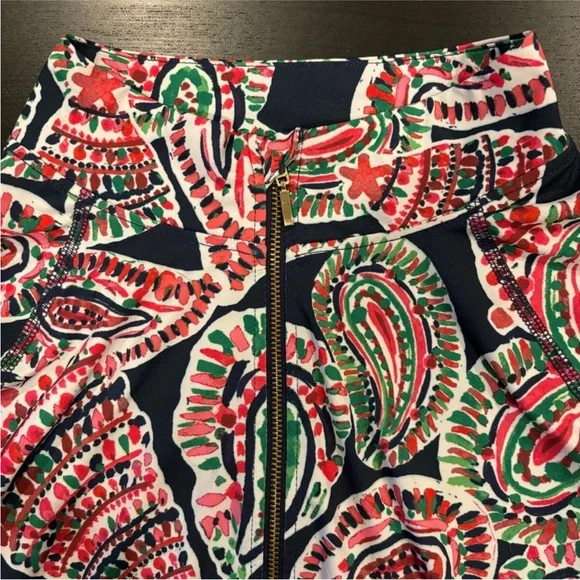 Crown & Ivy Paisley Print Quarter Zip Navy Pink Green Thumbholes Womens Large - Picture 7 of 9